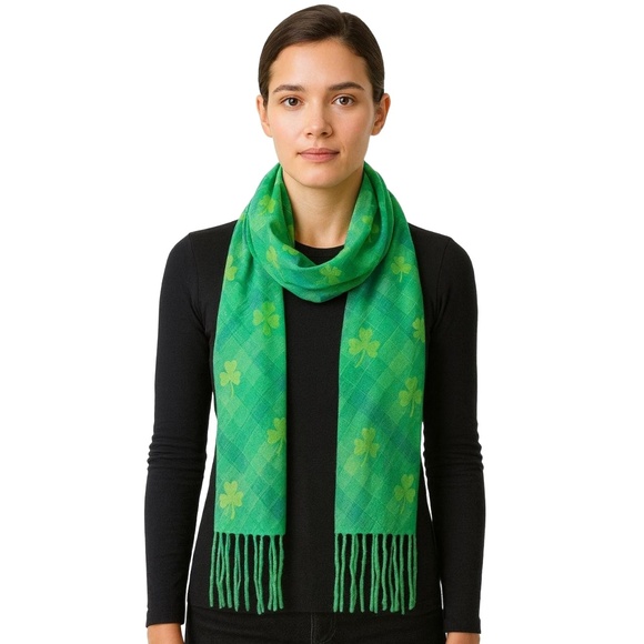 Source Unknown Accessories - Green‎ Shamrock Lightweight Fabric Festive St Patrick Scarf Womens One Size